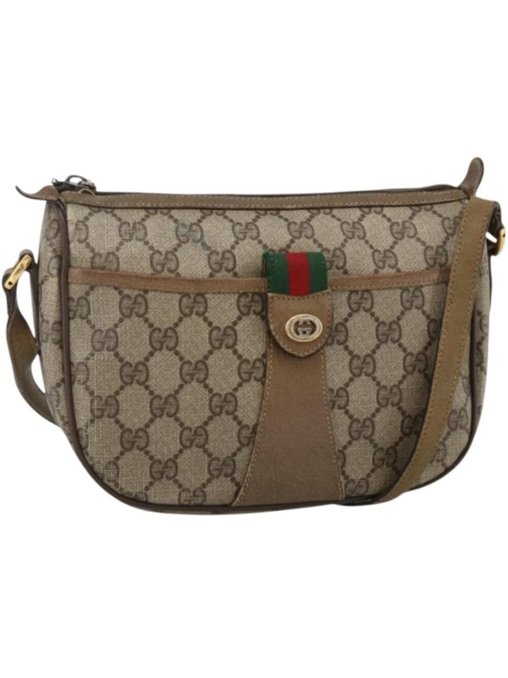 GUCCI GG Supreme Web Sherry Line Bag PVC Beige Gold 89 02 032
